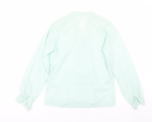 Lily Womens Green Floral Basic Blouse Size 14