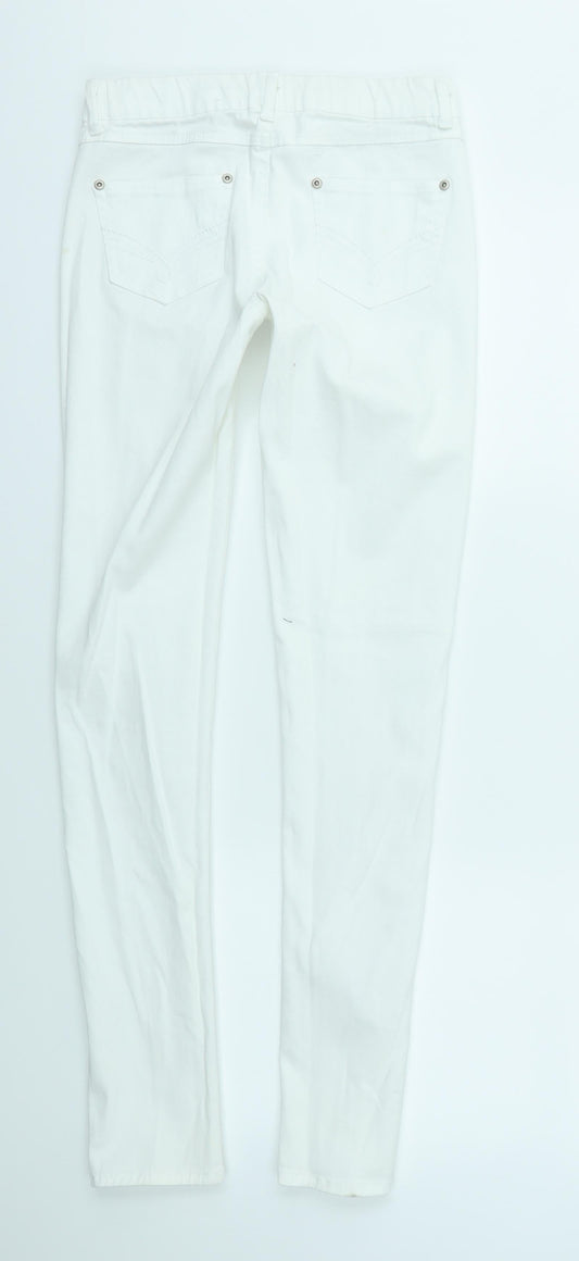 jeggings Womens White Houndstooth Skinny Jeans Size 6 L30 in - stretch waistband