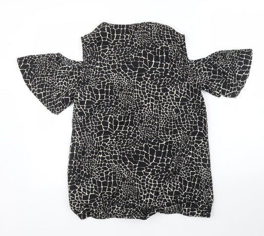 Capsule Womens Black Animal Print Basic Blouse Size 12 - Giraffe print
