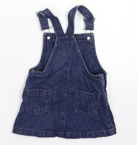 Maine Girls Blue Denim Pinafore/Dungaree Dress Size 12-18 Months