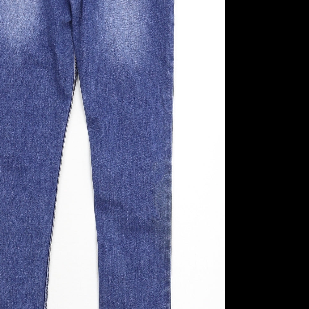 Brand and care label for Denim & Co. girls’ blue denim skinny jeans, size 12-13, years