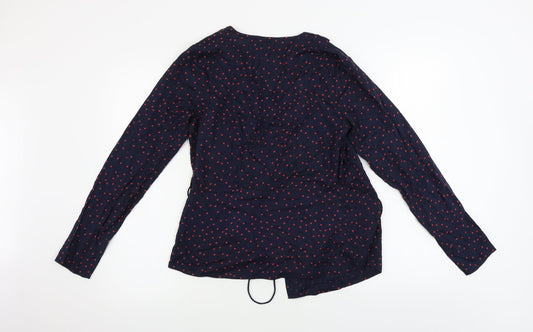 Only Womens Blue Polka Dot Basic Blouse Size 6