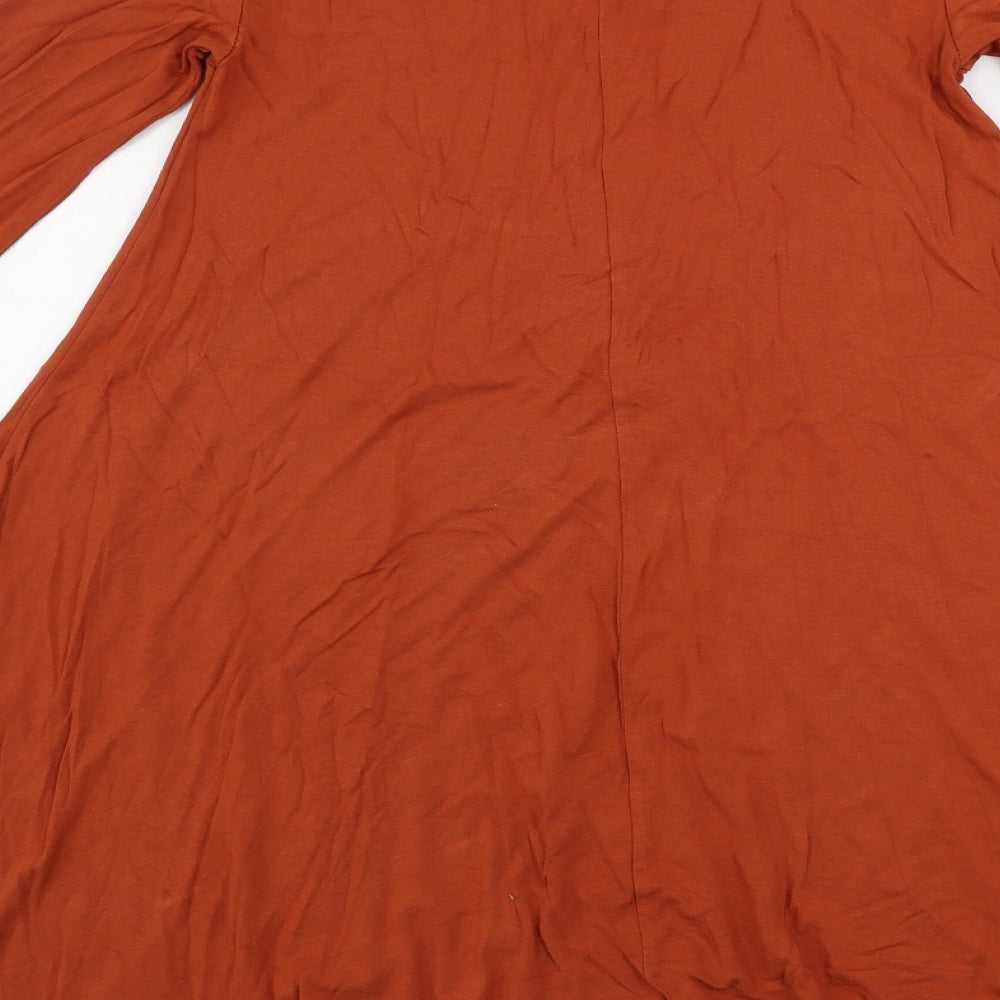 Brand and care label for ASOS women’s brown a-line, size UK 8