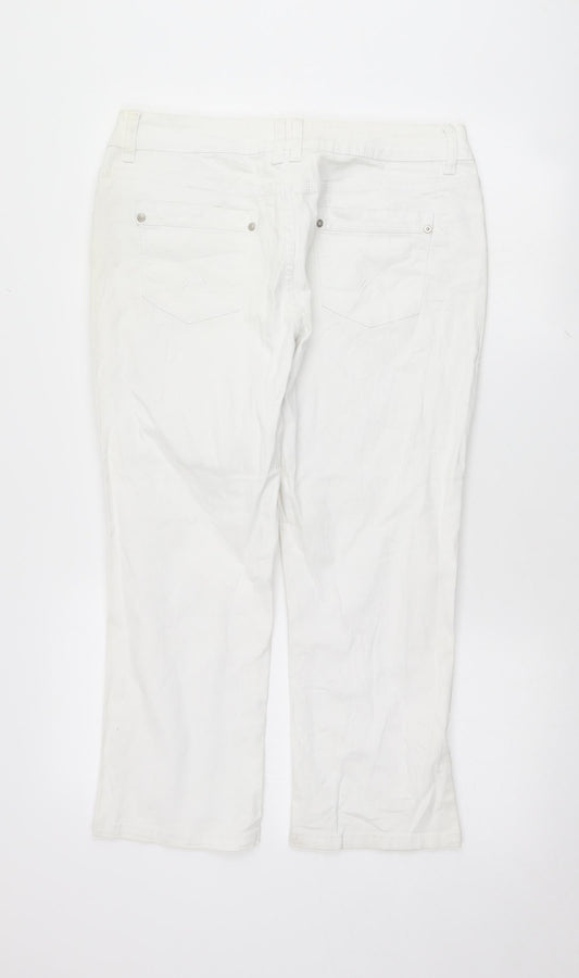 yes yes Womens White Tapered Jeans Size 14 L24 in