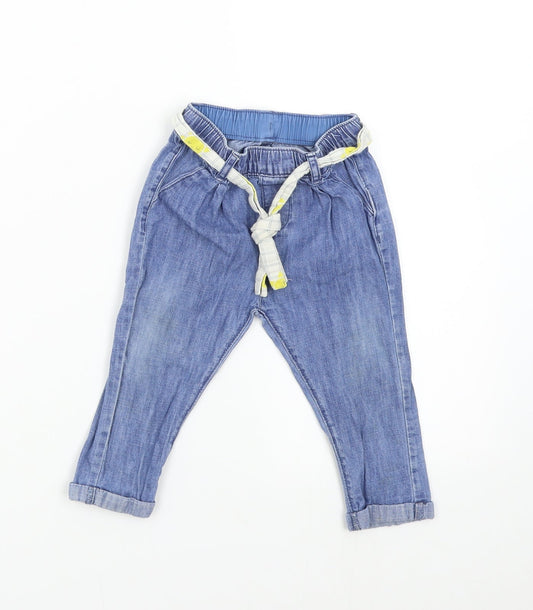 M&S Baby Blue Denim Sweatpants Jeans Size 9-12 Months