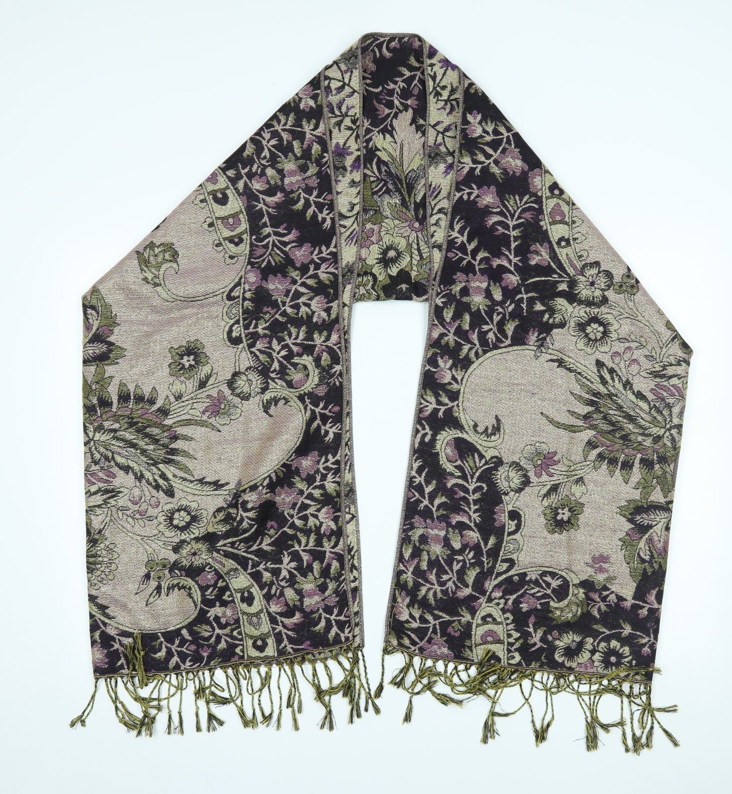 Preworn Womens Gold Floral Scarf