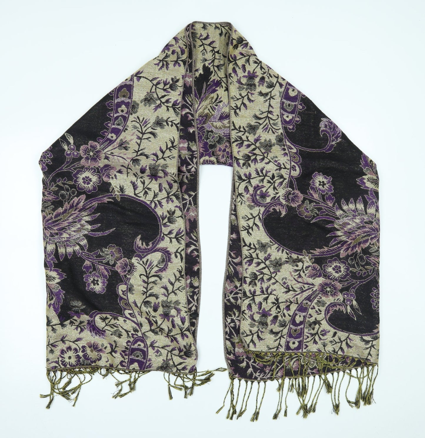 Preworn Womens Gold Floral Scarf