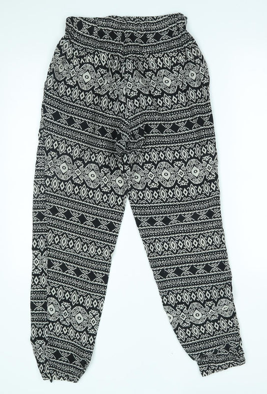 Sans Souci Womens Black Fair Isle Trousers Size S L27 in
