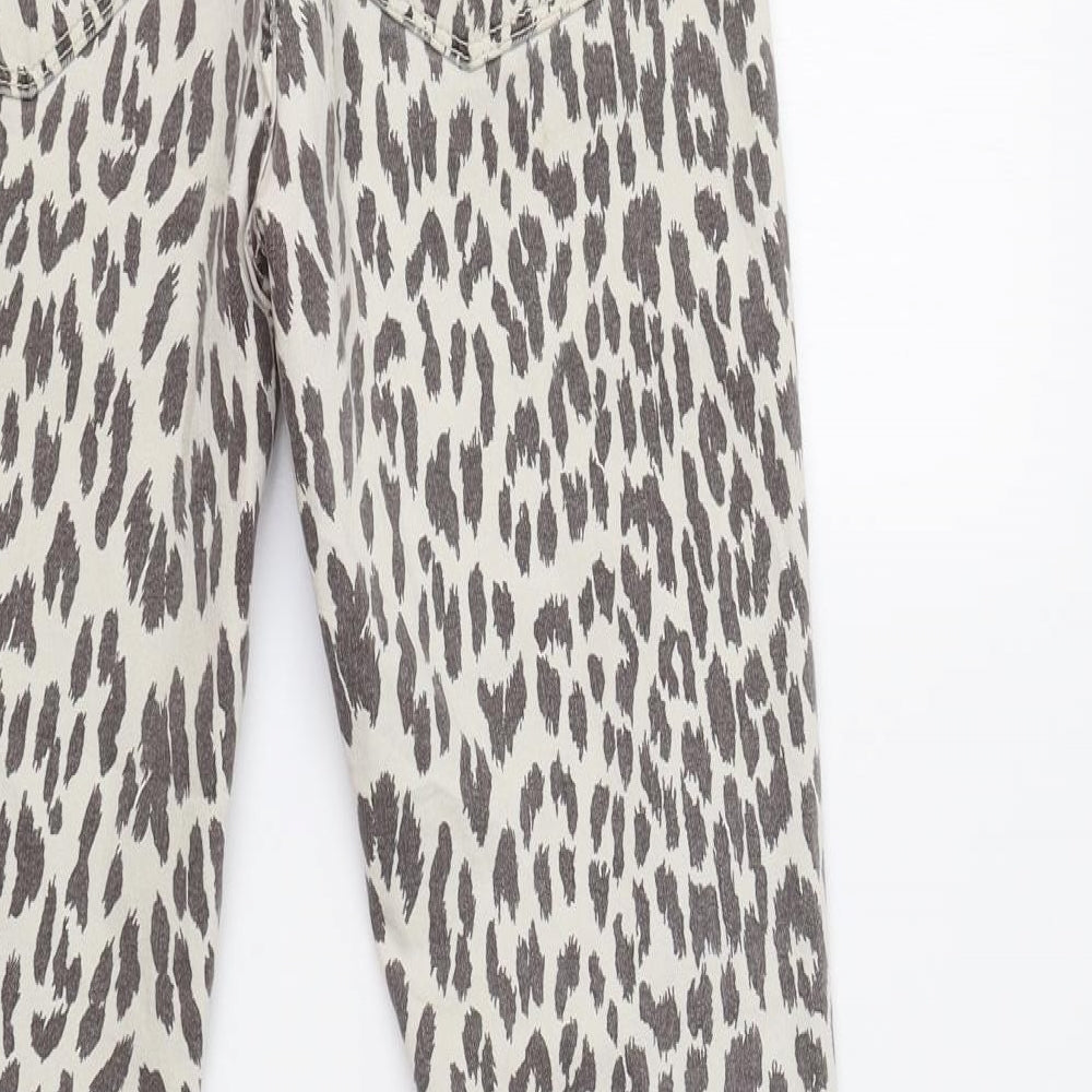 Topshop Womens Beige Animal Print Trousers Size 8 L32 in