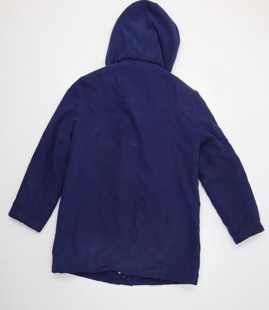 Bm Collection Womens Blue Parka Jacket Size S