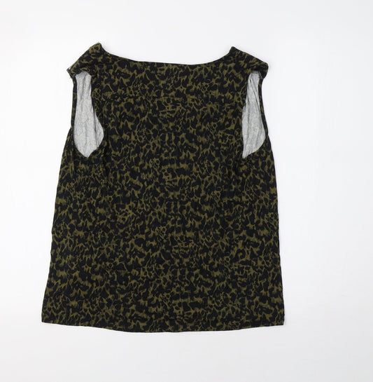 Warehouse Womens Green Animal Print Basic Tank Size 14