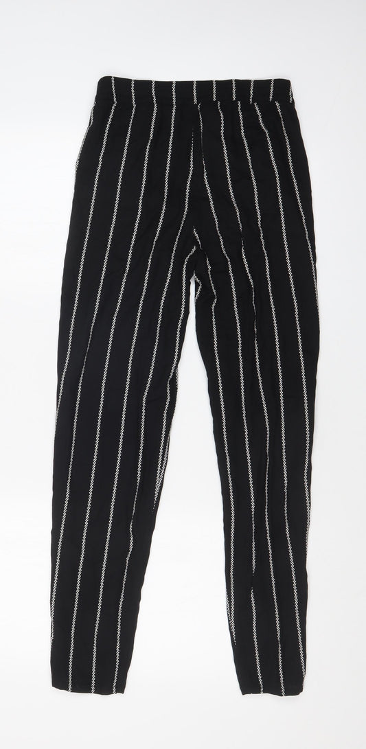 H&M Womens Black Striped Trousers Size 4 L28 in