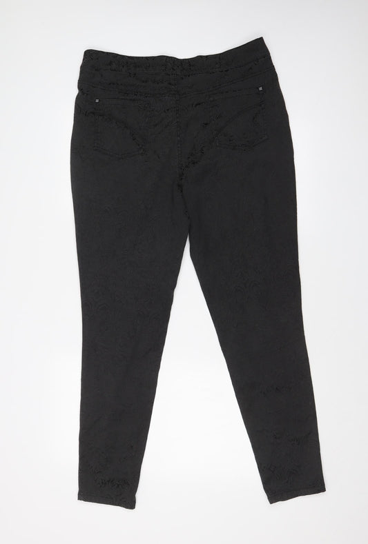 BHS Womens Black Paisley Skinny Jeans Size 16 L29 in