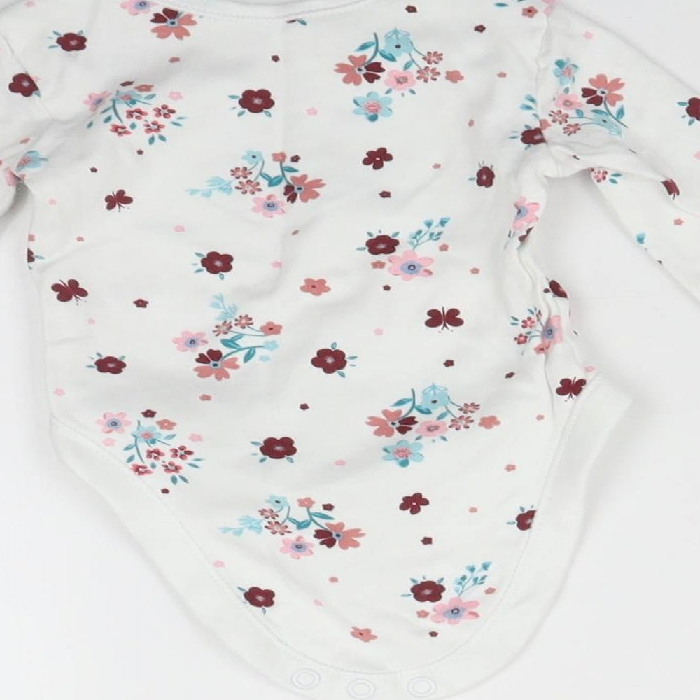 George Baby White Floral Babygrow One-Piece Size 3-6 Months