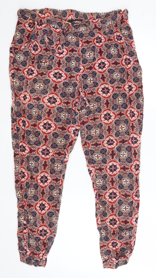Atmosphere Womens Multicoloured Geometric Trousers Size 8 L22 in