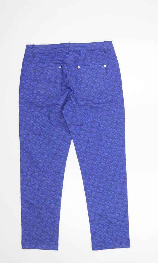 Sugar Crisp Womens Blue Floral Cropped Jeans Size 10 L27 in