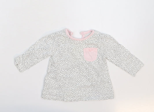 George Girls White Spotted Basic T-Shirt Size 3-6 Months
