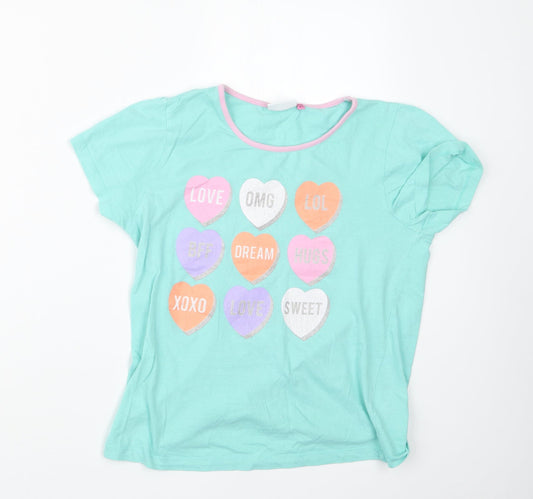 hullabaloo Girls Green Geometric Top Pyjama Top Size 13-14 Years