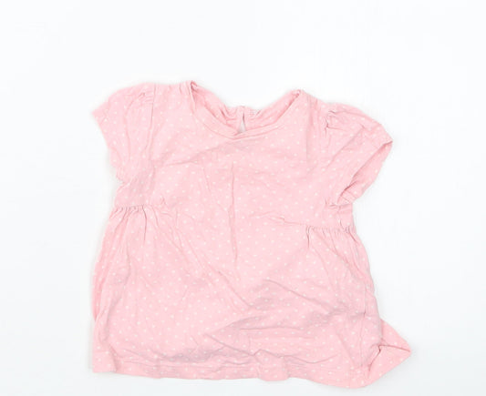 Mothercare Girls Pink Polka Dot Basic T-Shirt Size 3-6 Months