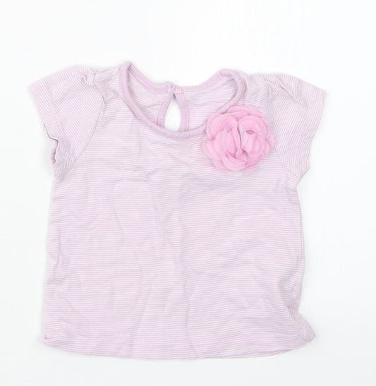Matalan Girls Purple Striped Basic T-Shirt Size 3-6 Months