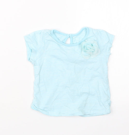 Matalan Girls Blue Striped Basic T-Shirt Size 3-6 Months