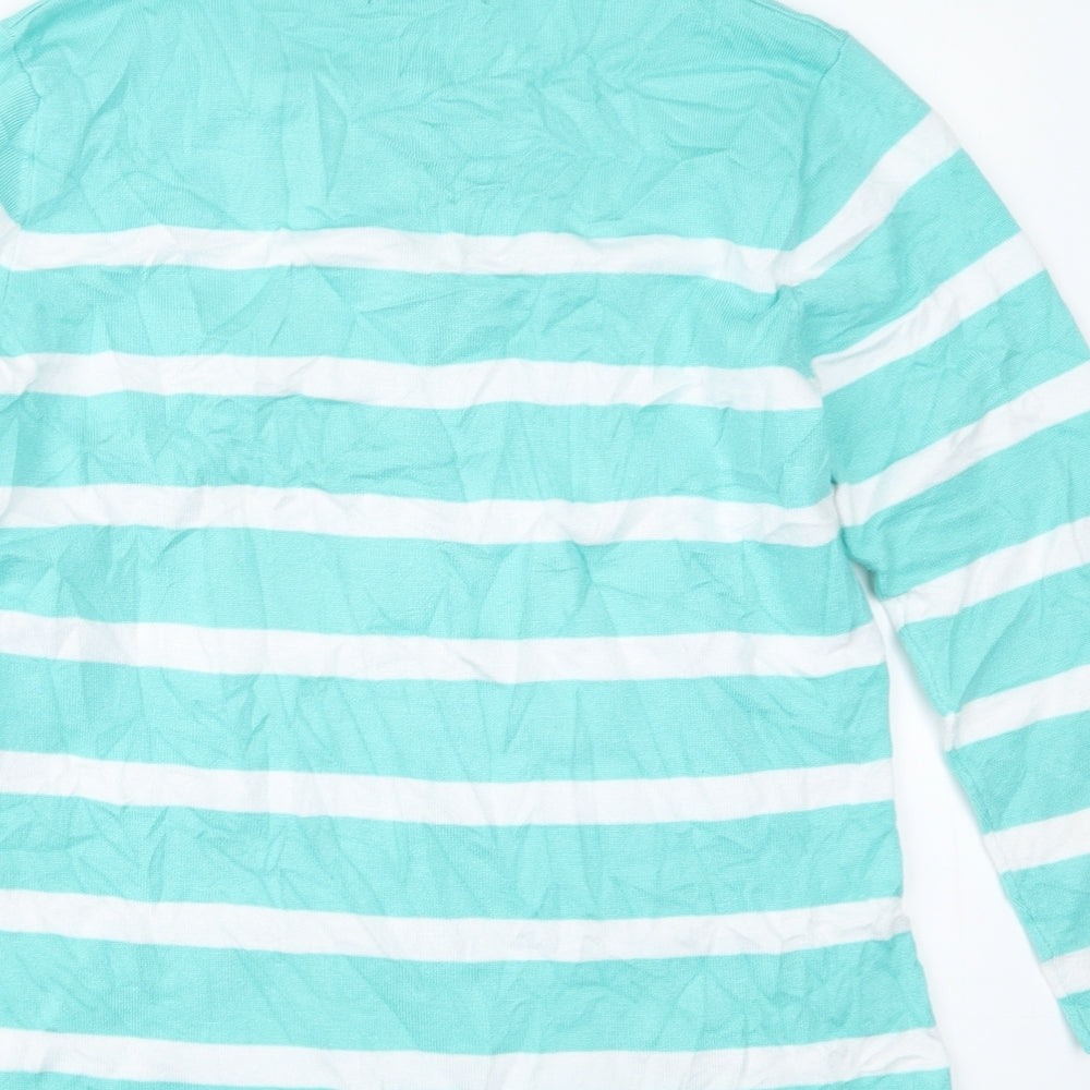 Just Elegance Womens Green Striped Pullover Jumper Size M