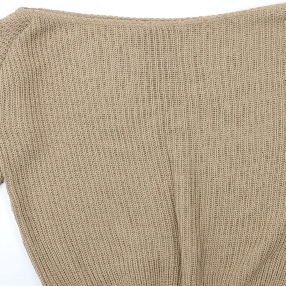 Boohoo Womens Brown Knit Pullover Jumper Size L