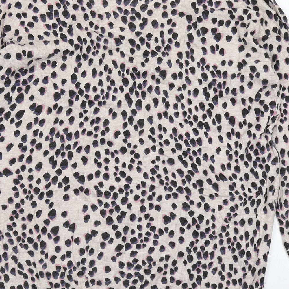 Saint Tropez Womens Brown Animal Print Knit Pullover Jumper Size XS