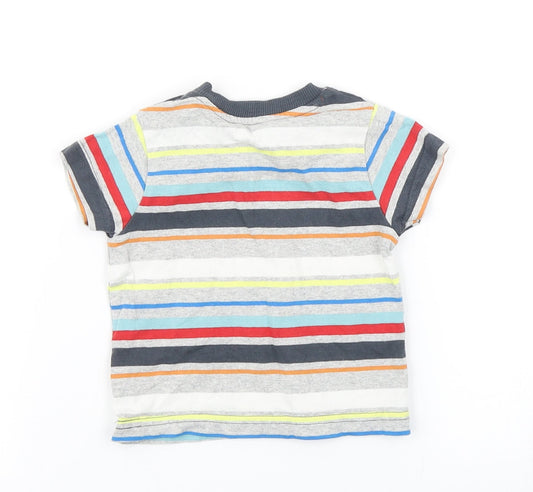 Nutmeg Boys Grey Striped Basic T-Shirt Size 3-6 Months
