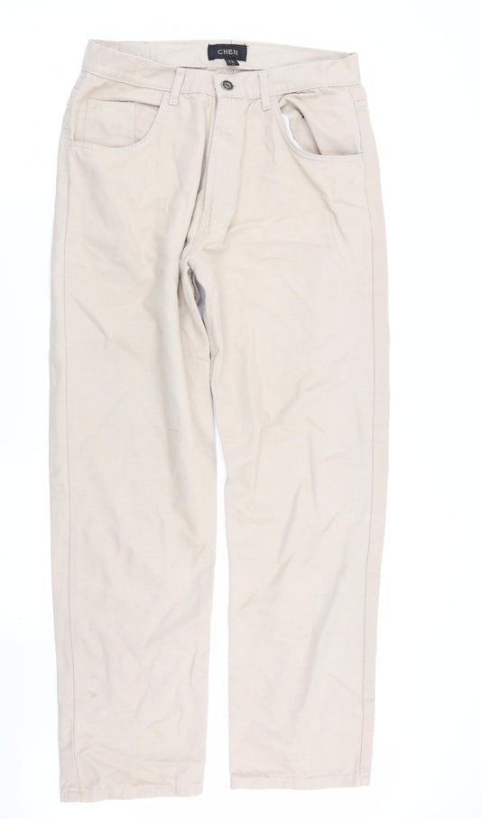 chen Mens Beige Straight Jeans Size 32 in L31 in