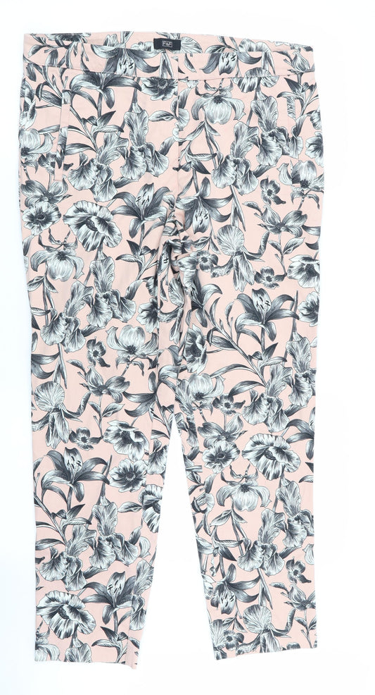 F&F Womens Multicoloured Floral Trousers Size 34 in L28 in