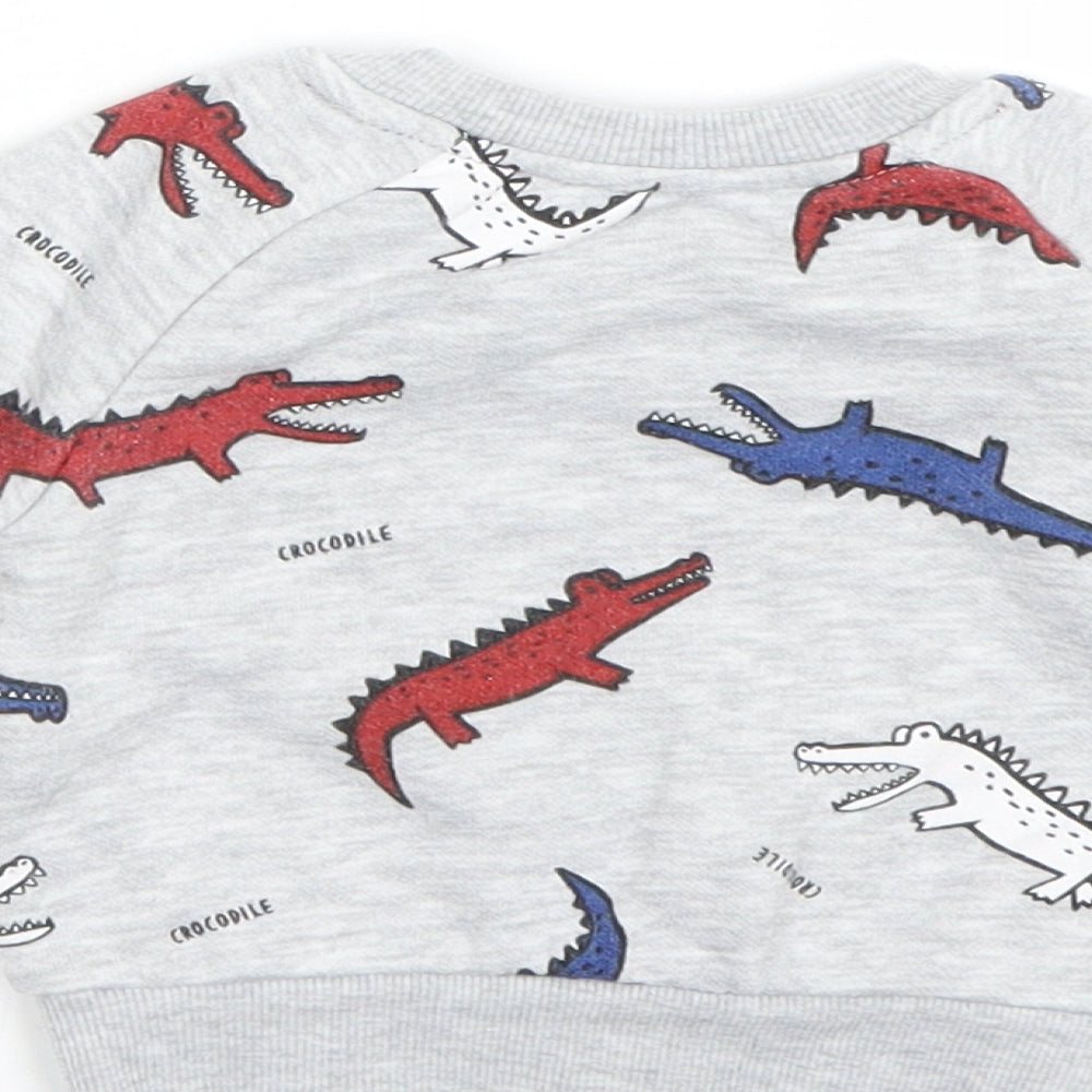 Primark Boys Grey Animal Print Pullover Jumper Size 0-3 Months - Crocodiles