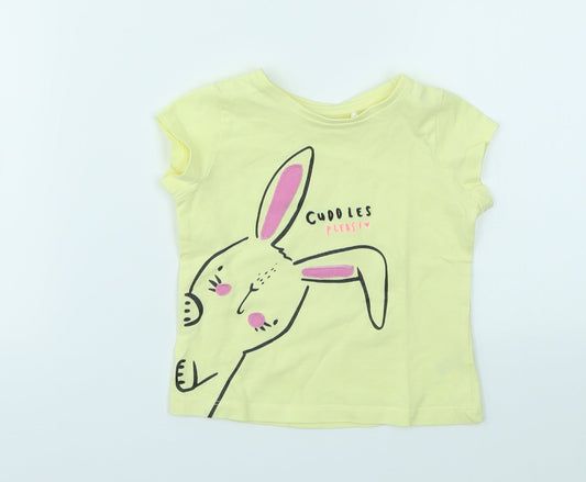 MINI CLUB Girls Yellow Geometric Basic T-Shirt Size 9-12 Months