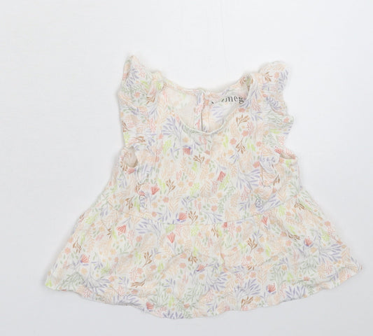 Nutmeg Girls White Floral Basic T-Shirt Size 6-9 Months