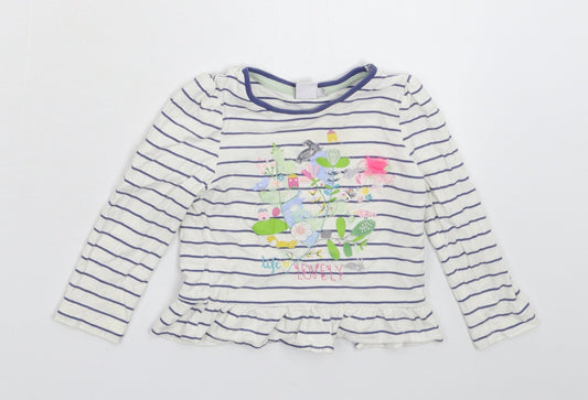 Mini Club Girls White Striped Basic T-Shirt Size 9-12 Months