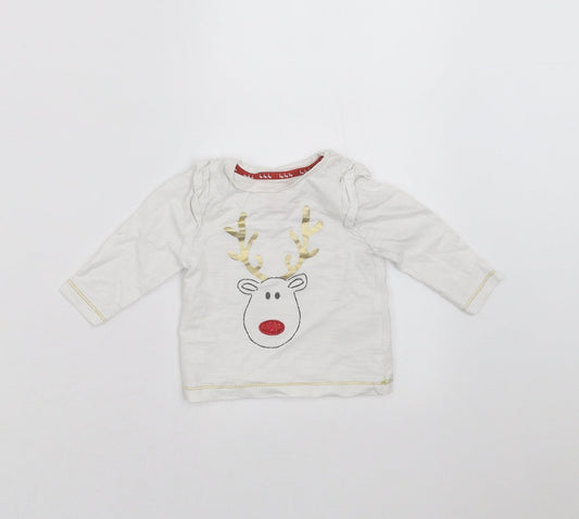 Mothercare Girls White Basic T-Shirt Size 3-6 Months - christmas