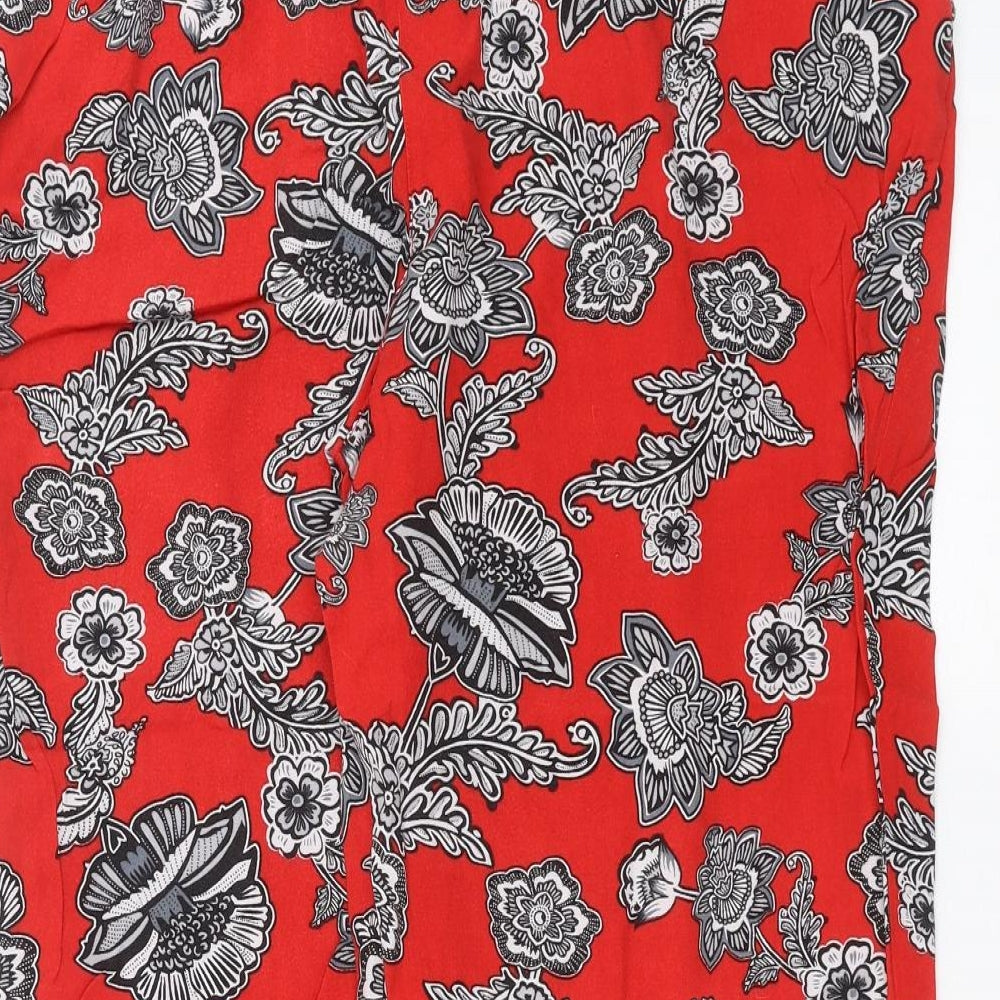 Preworn Womens Red Floral Trousers Size 34 in L21 in