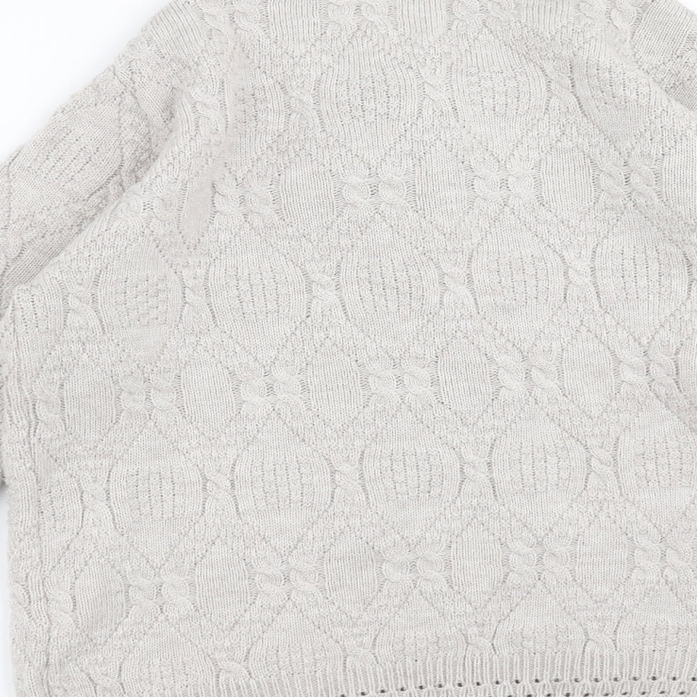 Beaumonde Paris Womens Beige Geometric Knit Cardigan Jumper Size 14