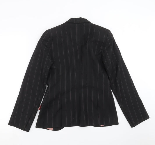 Oasis Womens Black Striped Jacket Suit Jacket Size 8