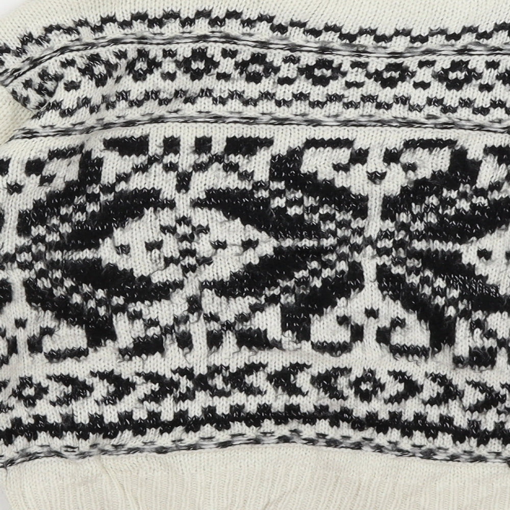 Miss Selfridge Womens White Geometric Pullover Jumper Size 4