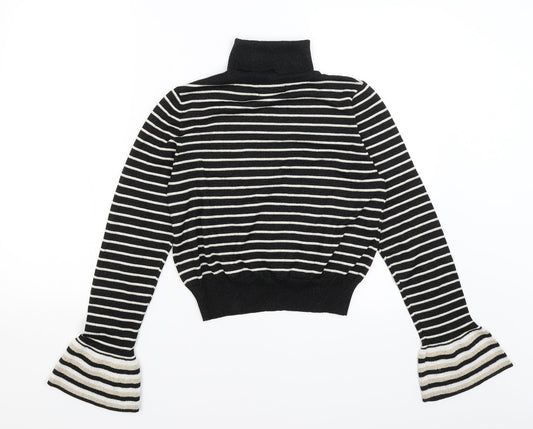 Absolutely Womens Black Striped Basic T-Shirt Size S