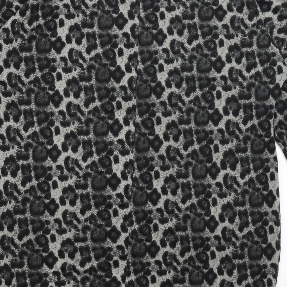 Style Dome Womens Grey Animal Print Basic T-Shirt Size 12