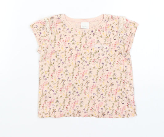 NEXT Baby Pink Floral Basic T-Shirt Size 18-24 Months