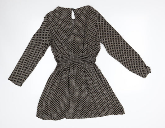 H&M Womens Multicoloured Geometric Fit & Flare Size 6