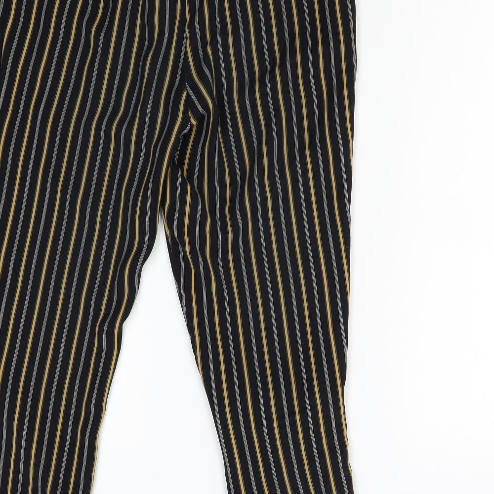 New Look Womens Black Striped Trousers Size 8 L26 in