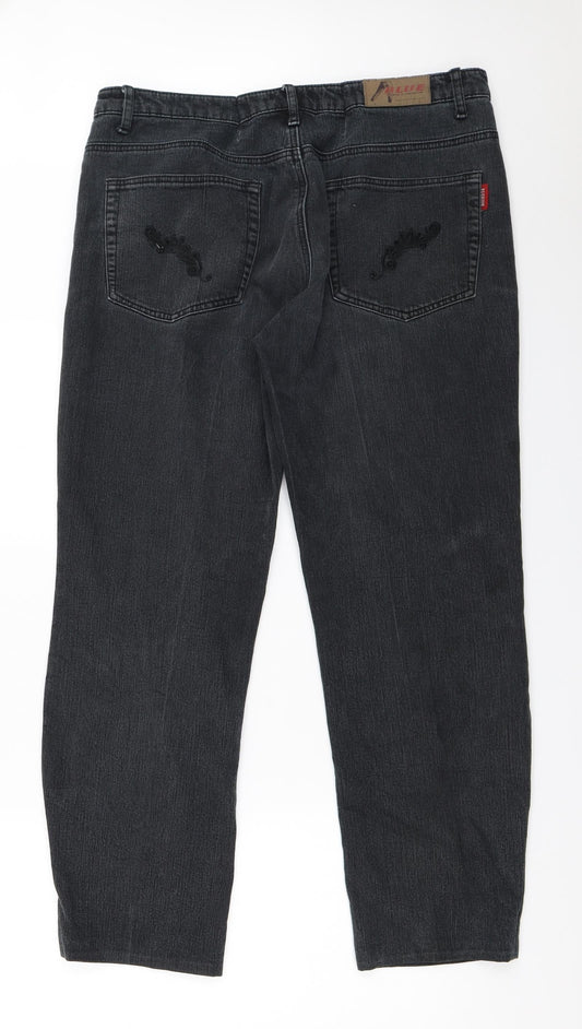 Blue Fashion Womens Black Straight Jeans Size 36 in L28.5 in