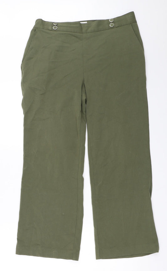 Anna Rose Womens Green Trousers Size 12 L25.5 in