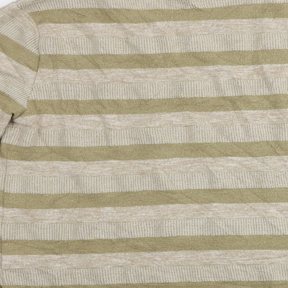 Marks and Spencer Womens Beige Striped Pullover Jumper Size 14