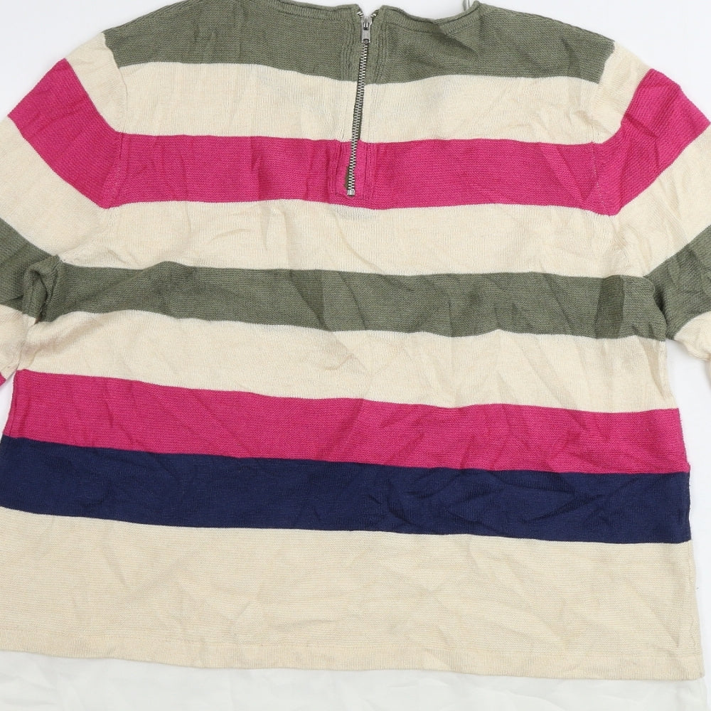 TU Womens Black Striped Pullover Jumper Size 12