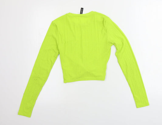 H&M Womens Green Cropped T-Shirt Size S